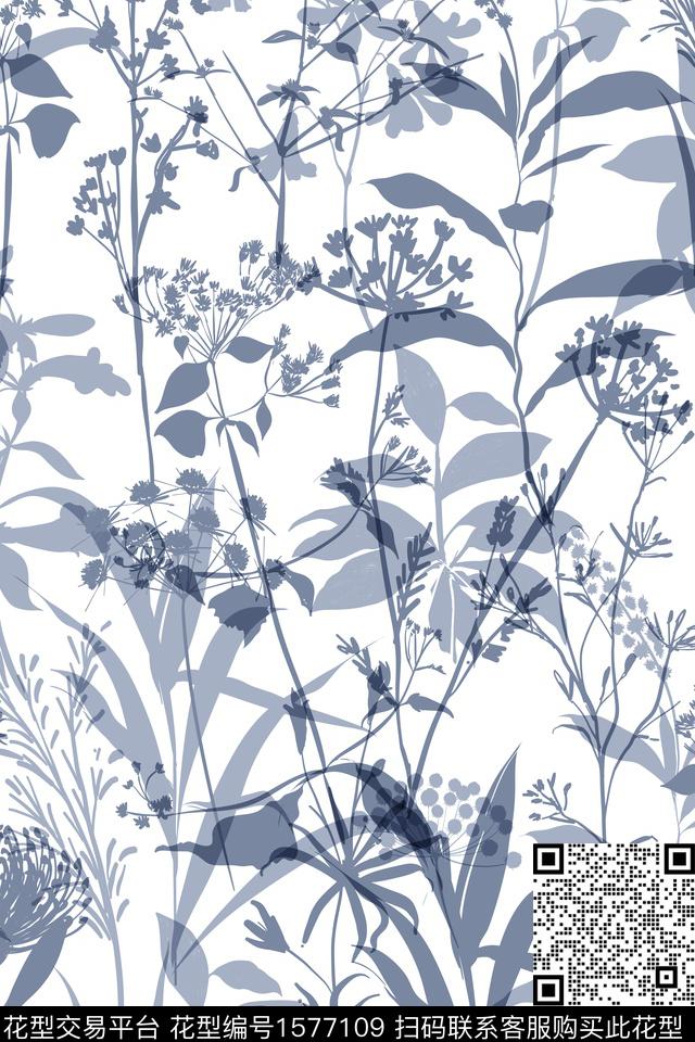 影花花卉绿植树叶传统印花花型下载（图片编号: 1577109） - 瓦栏（Walan）