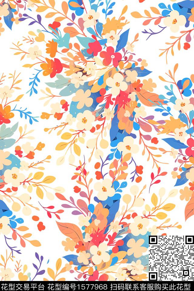 花卉女装数码印花花型下载（图片编号: 1577968） - 瓦栏（Walan）
