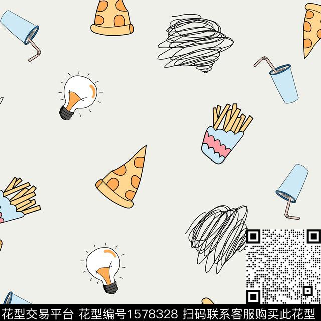 趣味童装灯泡传统印花花型下载（图片编号: 1578328） - 瓦栏（Walan）