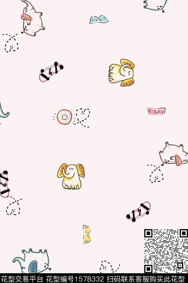 卡通动物趣味童装传统印花花型下载（图片编号: 1578332） - 瓦栏（Walan）