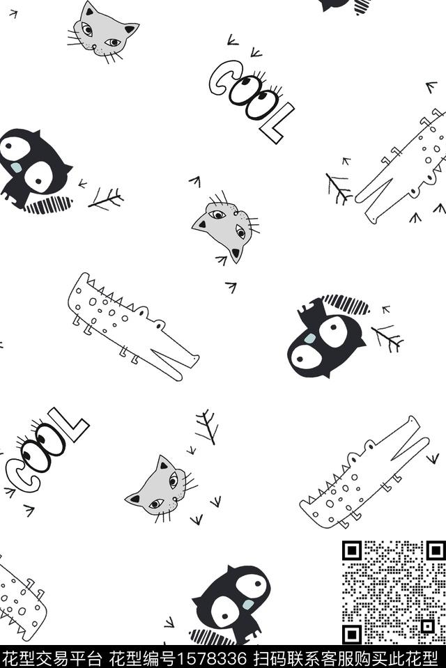 卡通动物趣味童装传统印花花型下载（图片编号: 1578336） - 瓦栏（Walan）