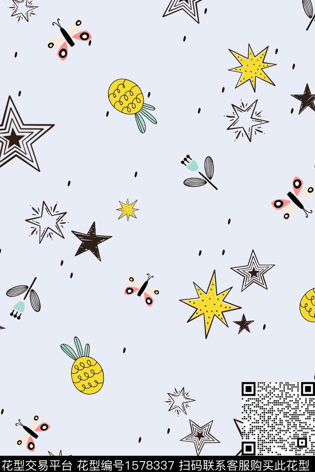 趣味菠萝童装传统印花花型下载（图片编号: 1578337） - 瓦栏（Walan）
