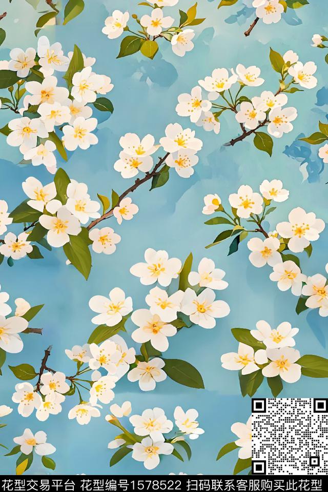 定位花花卉小碎花数码印花花型下载（图片编号: 1578522） - 瓦栏（Walan）