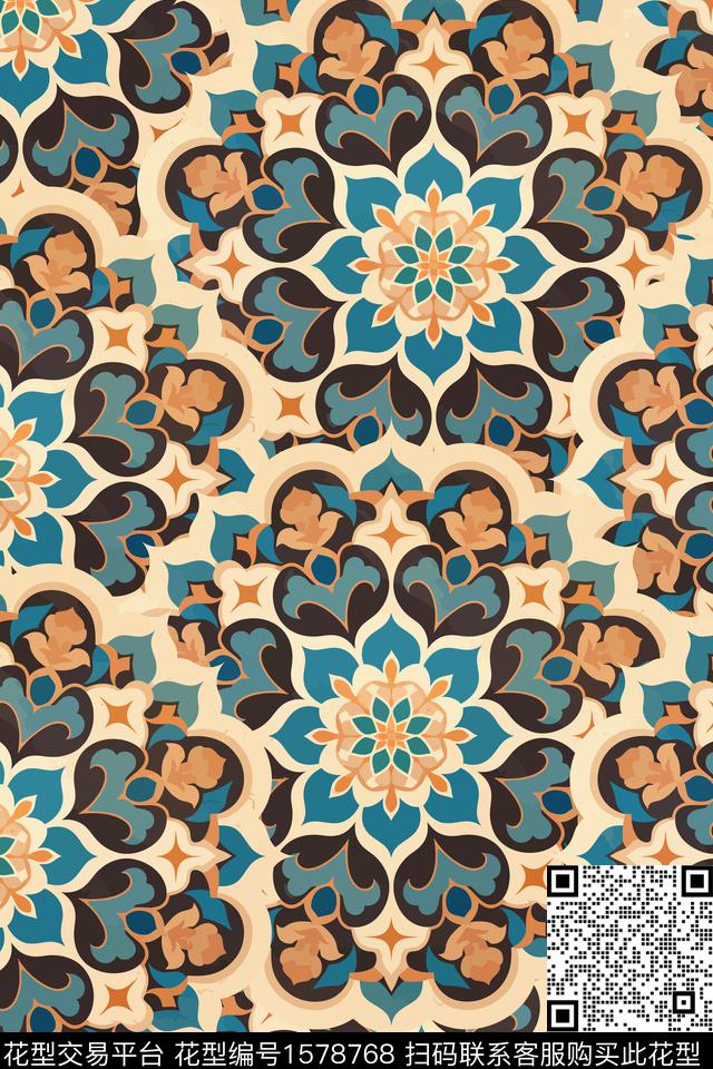 民族风几何女装数码印花花型下载（图片编号: 1578768） - 瓦栏（Walan）