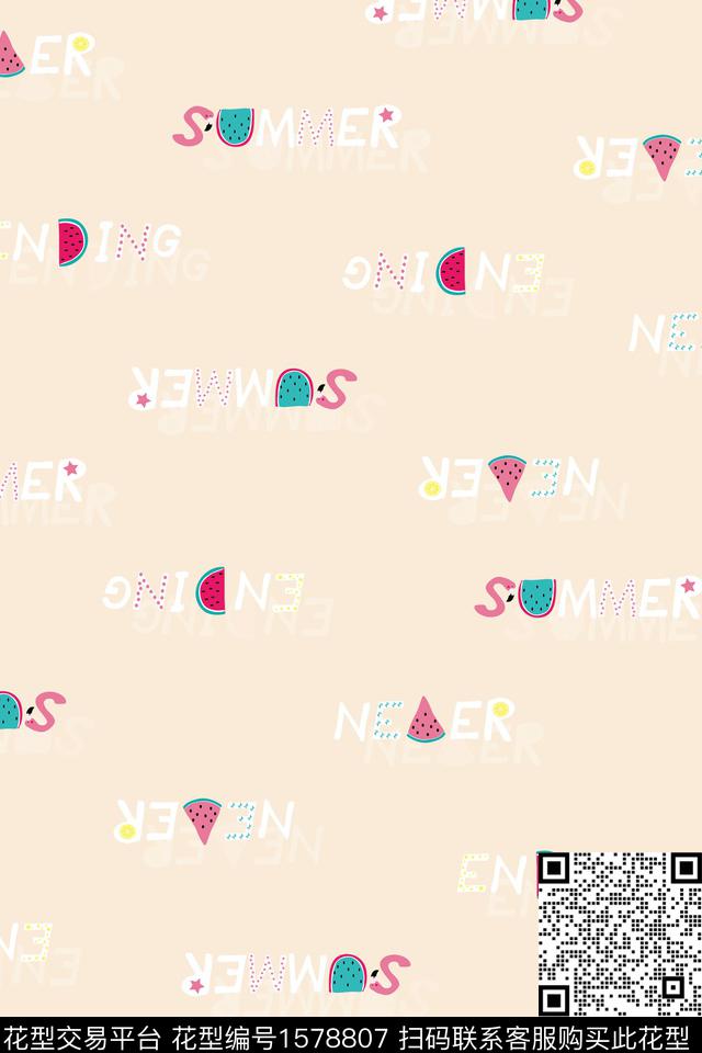 趣味童装西瓜数码印花花型下载（图片编号: 1578807） - 瓦栏（Walan）