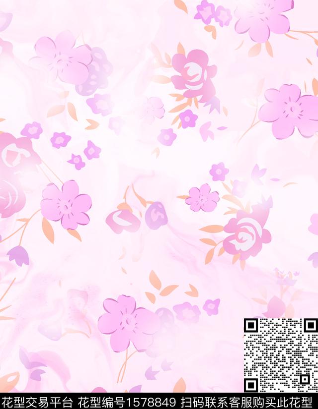 抽象花卉花卉小花数码印花花型下载（图片编号: 1578849） - 瓦栏（Walan）