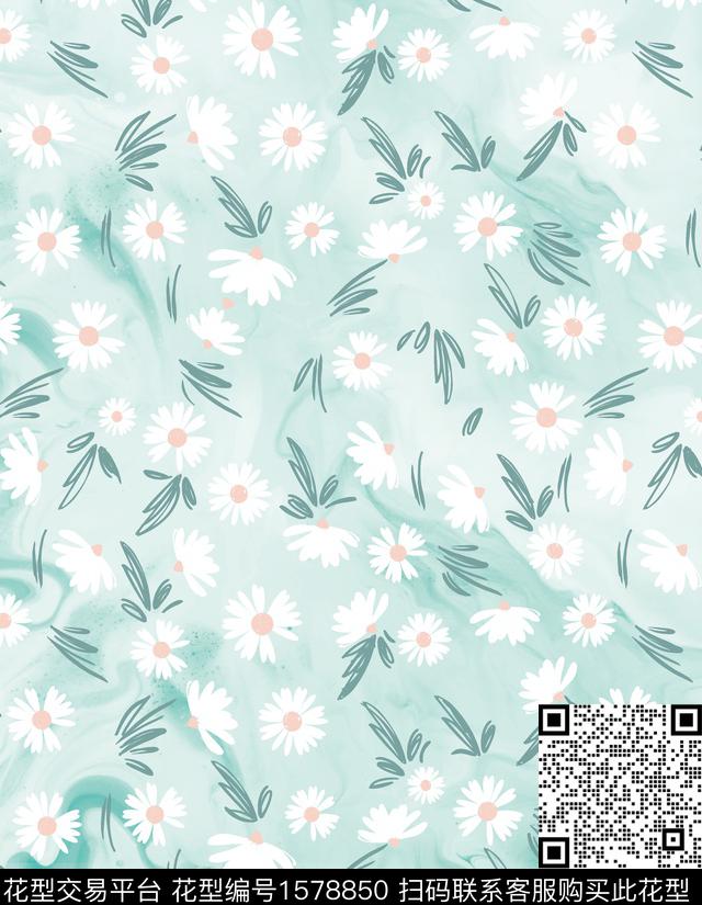 花卉小碎花雏菊数码印花花型下载（图片编号: 1578850） - 瓦栏（Walan）