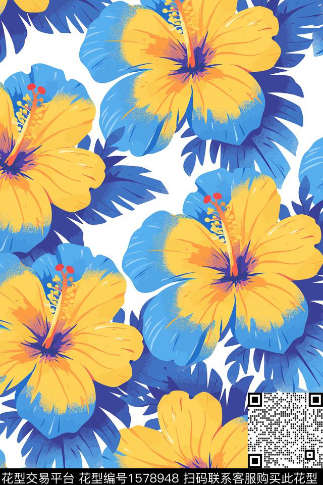 花卉女装热带花型数码印花花型下载（图片编号: 1578948） - 瓦栏（Walan）