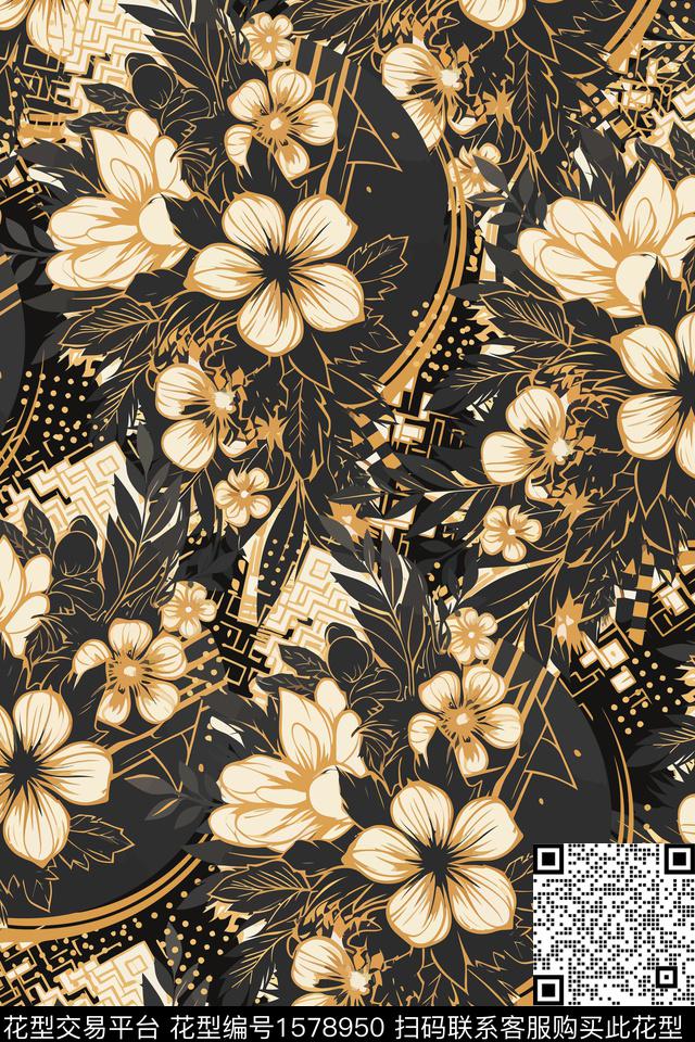 花卉女装数码印花花型下载（图片编号: 1578950） - 瓦栏（Walan）