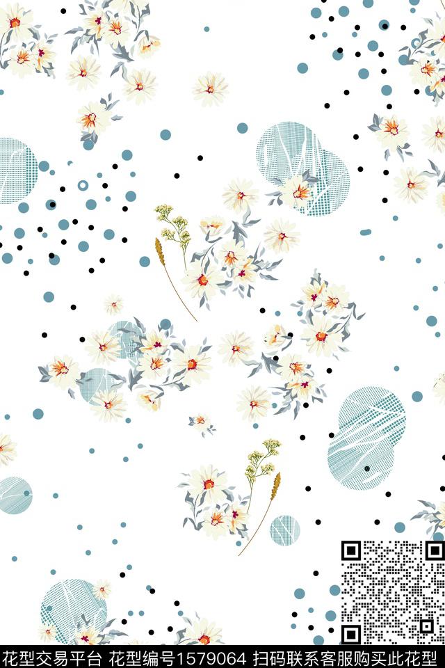 白底花花卉小碎花数码印花花型下载（图片编号: 1579064） - 瓦栏（Walan）