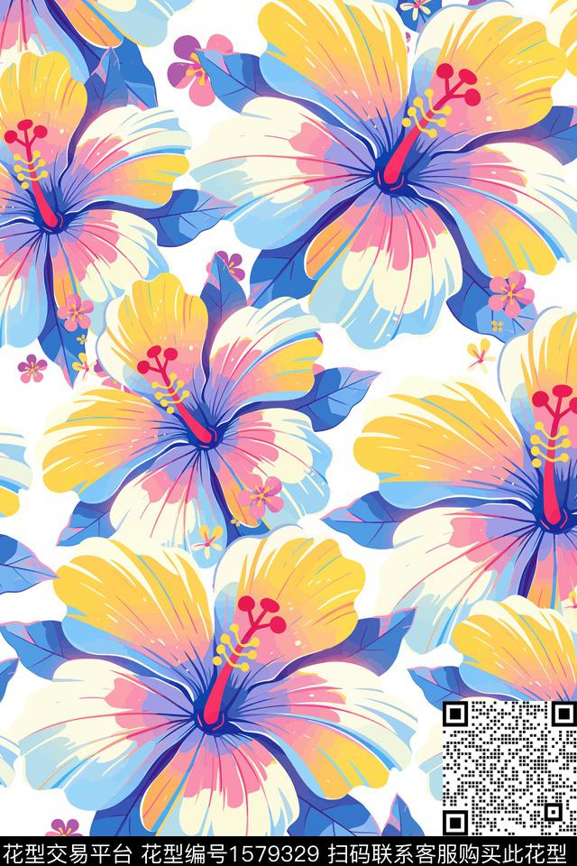 花卉女装数码印花花型下载（图片编号: 1579329） - 瓦栏（Walan）