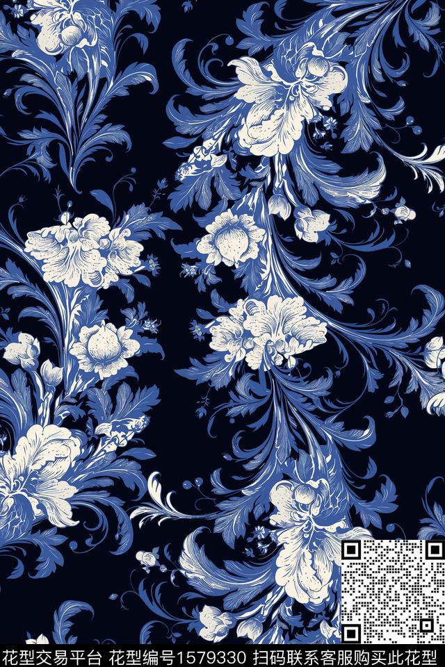 花卉女装数码印花花型下载（图片编号: 1579330） - 瓦栏（Walan）