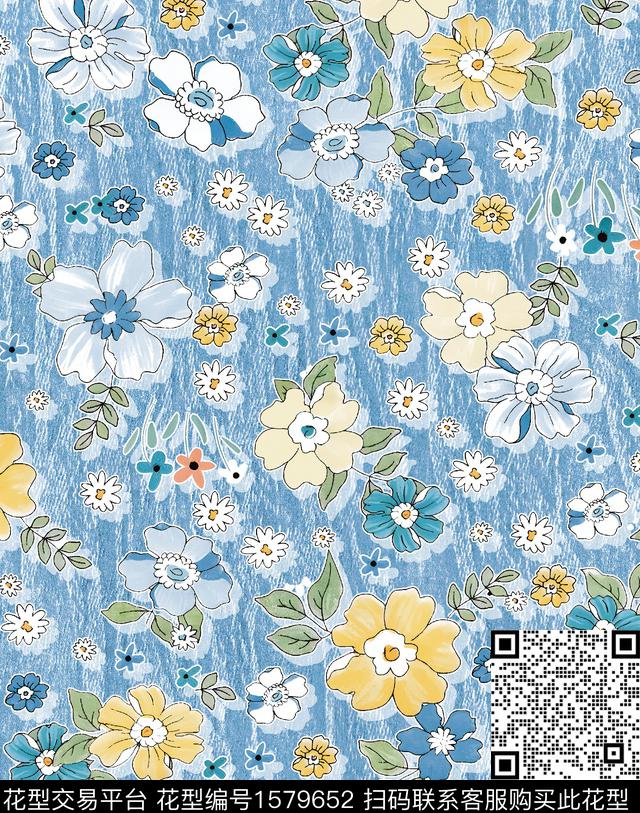 花卉小碎花底纹数码印花花型下载（图片编号: 1579652） - 瓦栏（Walan）