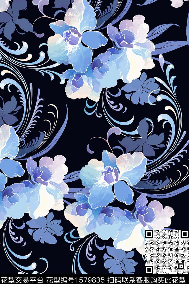 花卉女装数码印花花型下载（图片编号: 1579835） - 瓦栏（Walan）