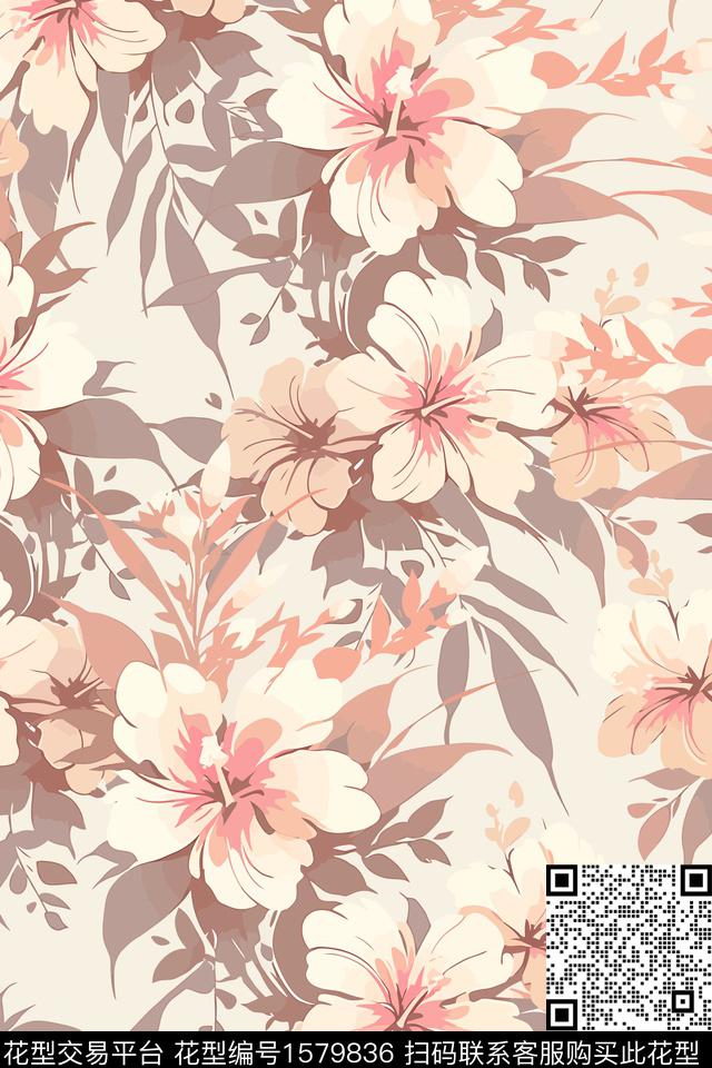花卉女装数码印花花型下载（图片编号: 1579836） - 瓦栏（Walan）