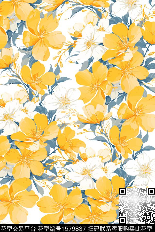 花卉女装数码印花花型下载（图片编号: 1579837） - 瓦栏（Walan）