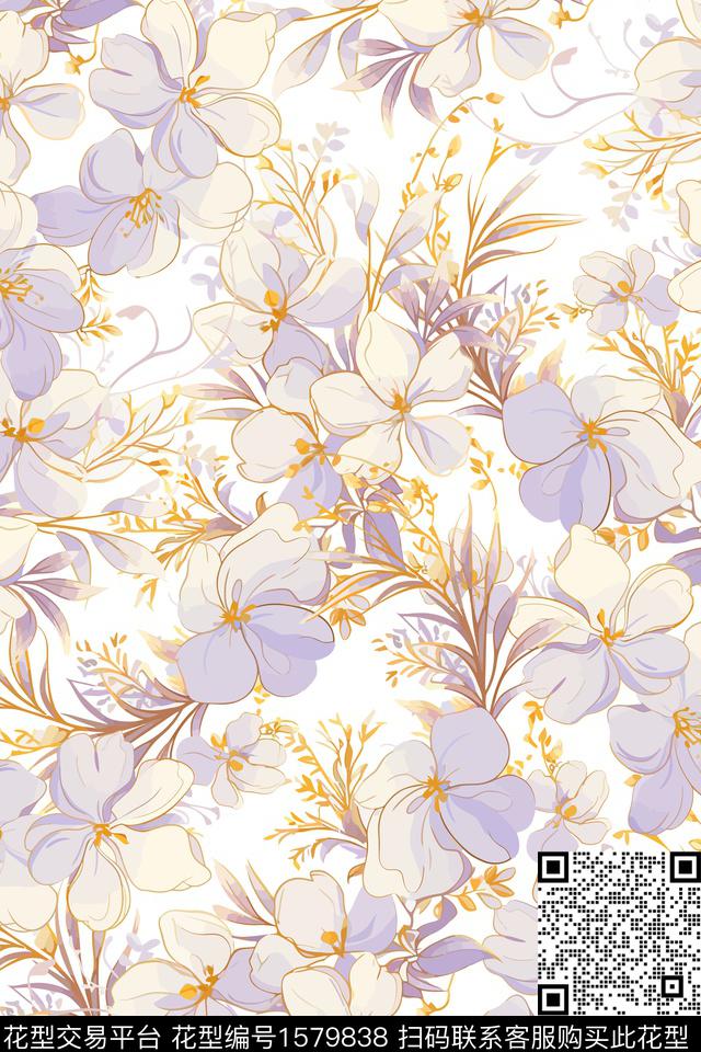 花卉女装数码印花花型下载（图片编号: 1579838） - 瓦栏（Walan）
