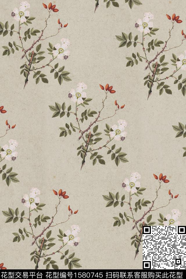 植物花卉手绘数码印花花型下载（图片编号: 1580745） - 瓦栏（Walan）