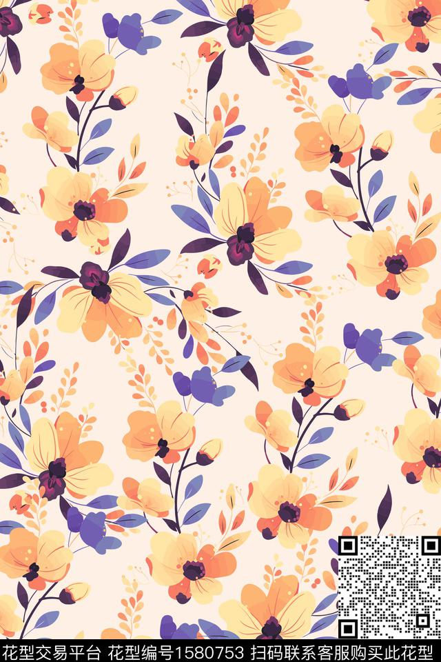 花卉女装数码印花花型下载（图片编号: 1580753） - 瓦栏（Walan）
