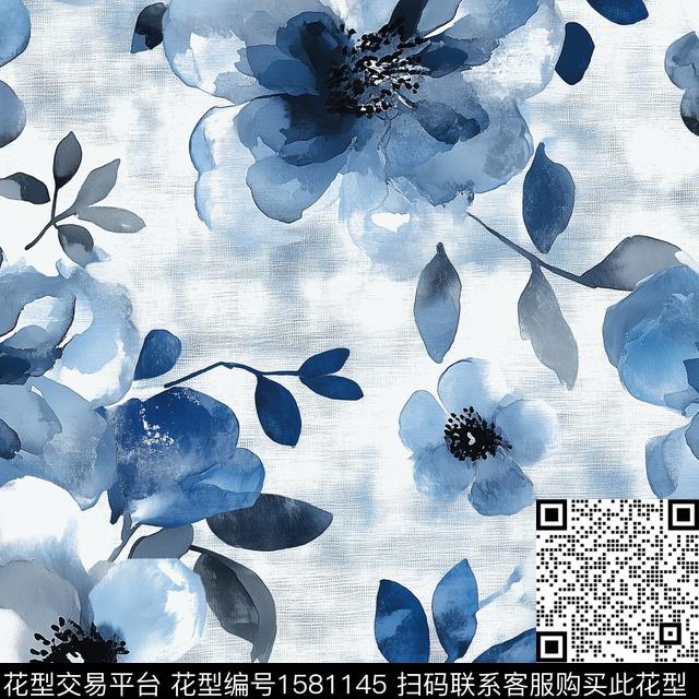 花卉水彩花卉手绘花卉数码印花花型下载（图片编号: 1581145） - 瓦栏（Walan）