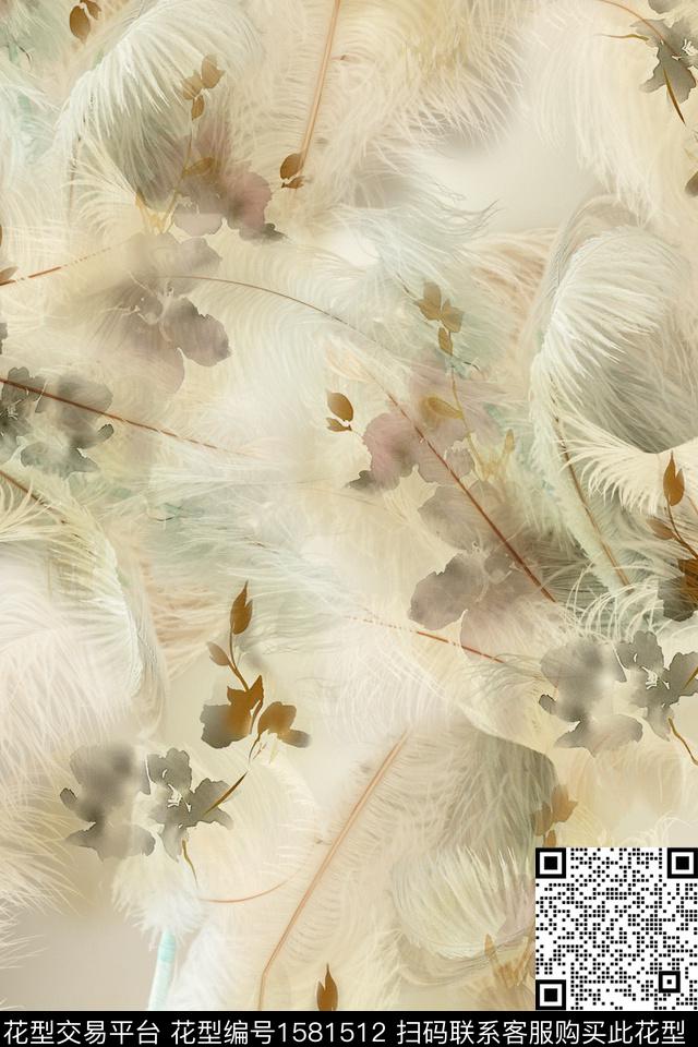 花卉连衣裙水彩数码印花花型下载（图片编号: 1581512） - 瓦栏（Walan）