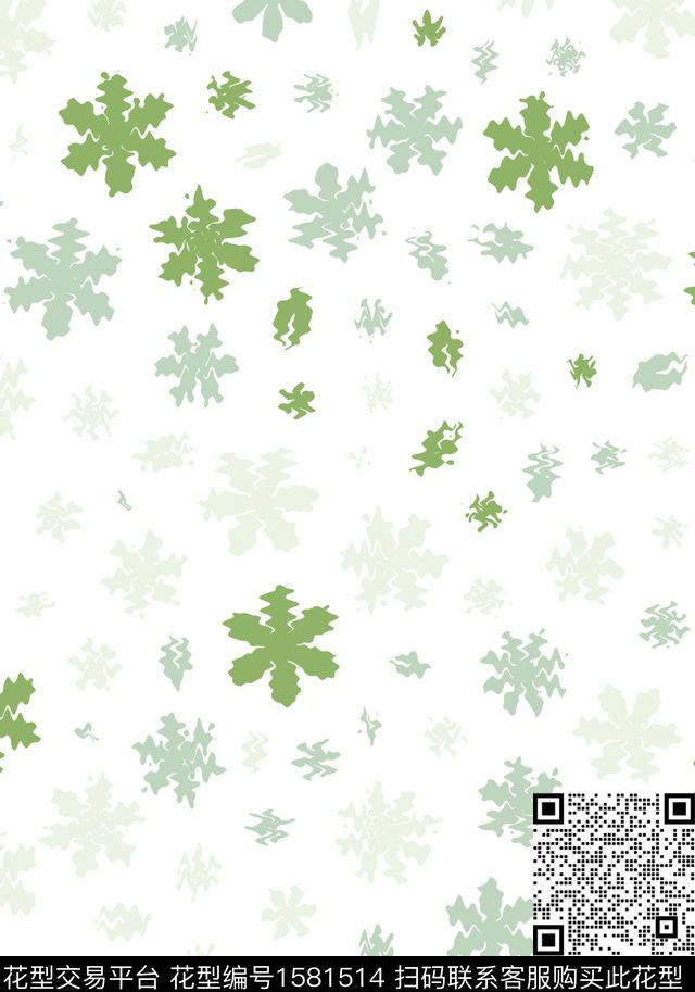 小碎花抽象雪花数码印花花型下载（图片编号: 1581514） - 瓦栏（Walan）