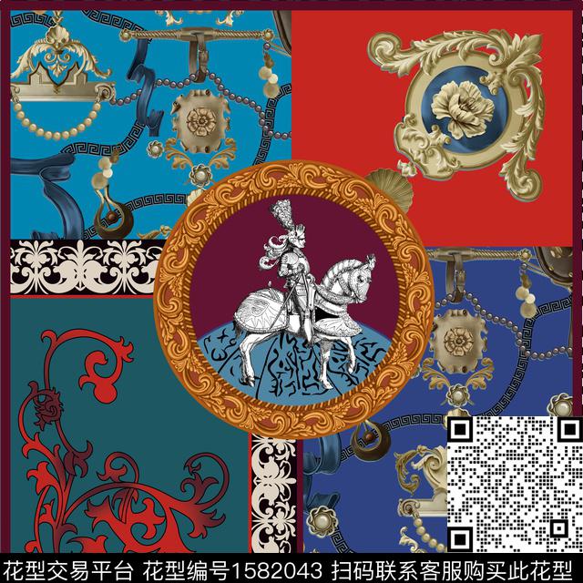 丝巾定位欧式数码印花花型下载（图片编号: 1582043） - 瓦栏（Walan）