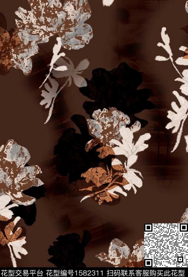 花卉抽象花卉纹理数码印花花型下载（图片编号: 1582311） - 瓦栏（Walan）