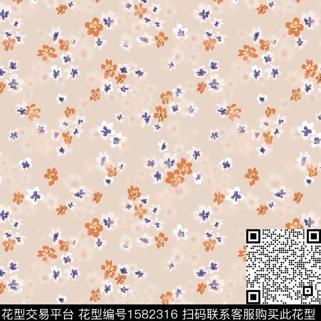花卉连衣裙小碎花数码印花花型下载（图片编号: 1582316） - 瓦栏（Walan）