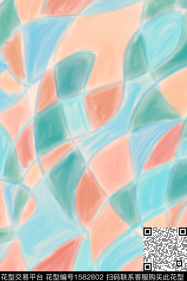 肌理简约笔触数码印花花型下载（图片编号: 1582802） - 瓦栏（Walan）
