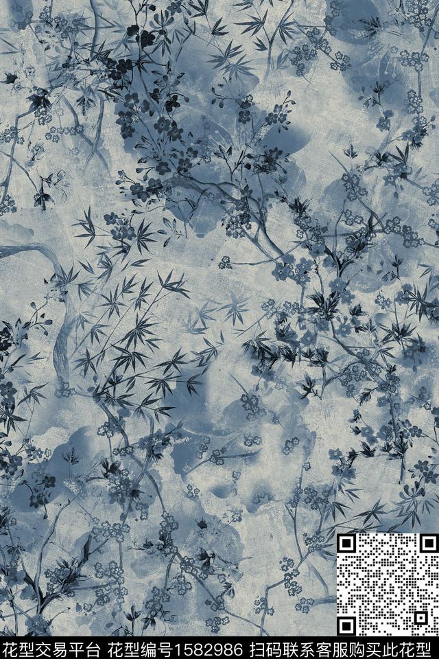 真丝花卉时尚数码印花花型下载（图片编号: 1582986） - 瓦栏（Walan）