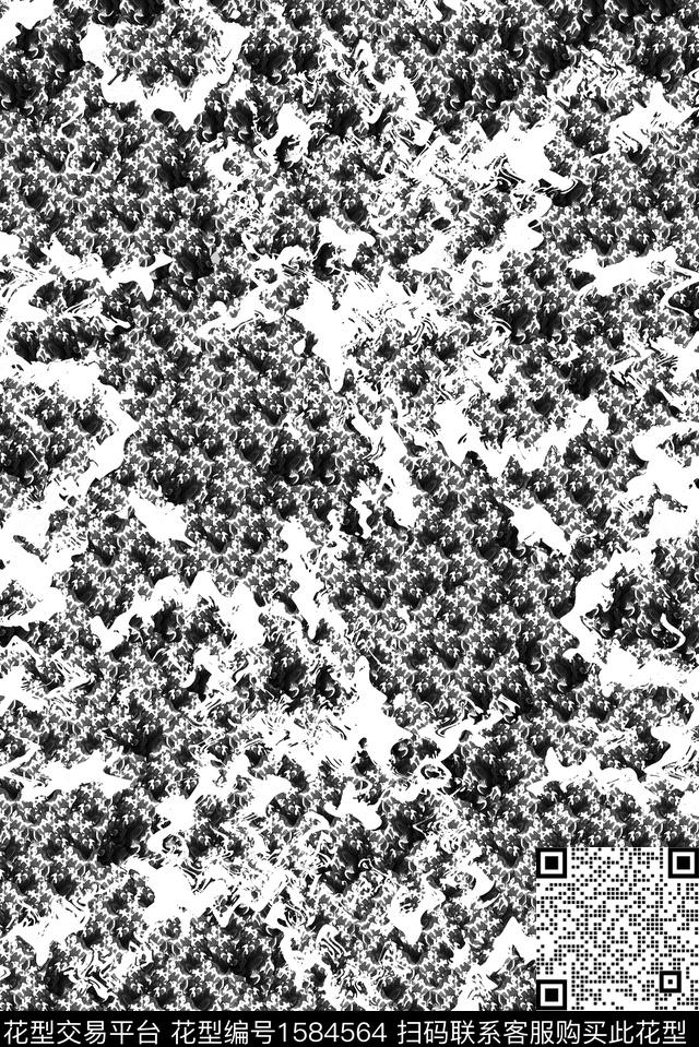 黑白花型抽象男装数码花型数码印花花型下载（图片编号: 1584564） - 瓦栏（Walan）