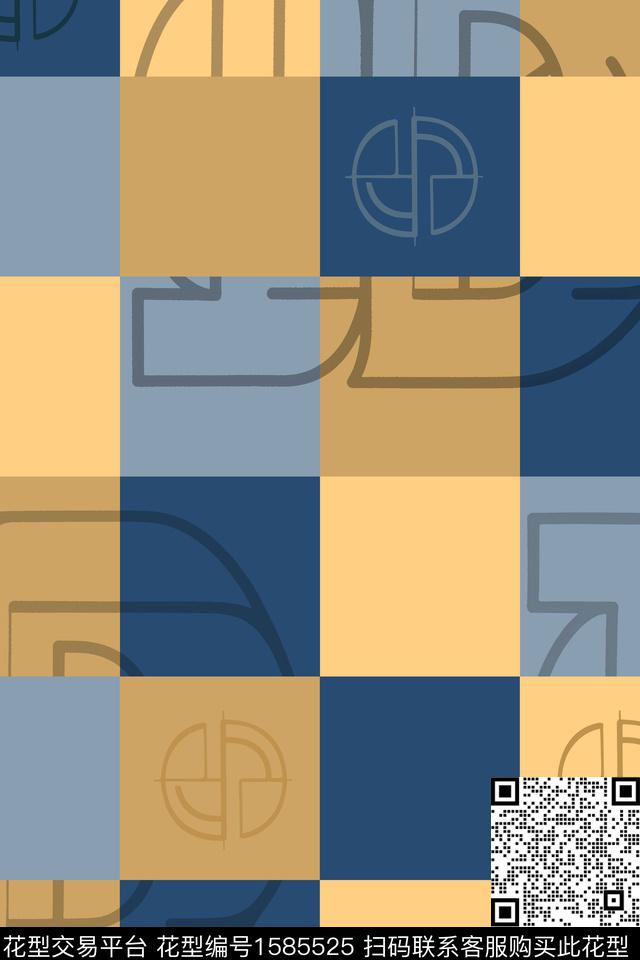 格子符号字母传统印花花型下载（图片编号: 1585525） - 瓦栏（Walan）