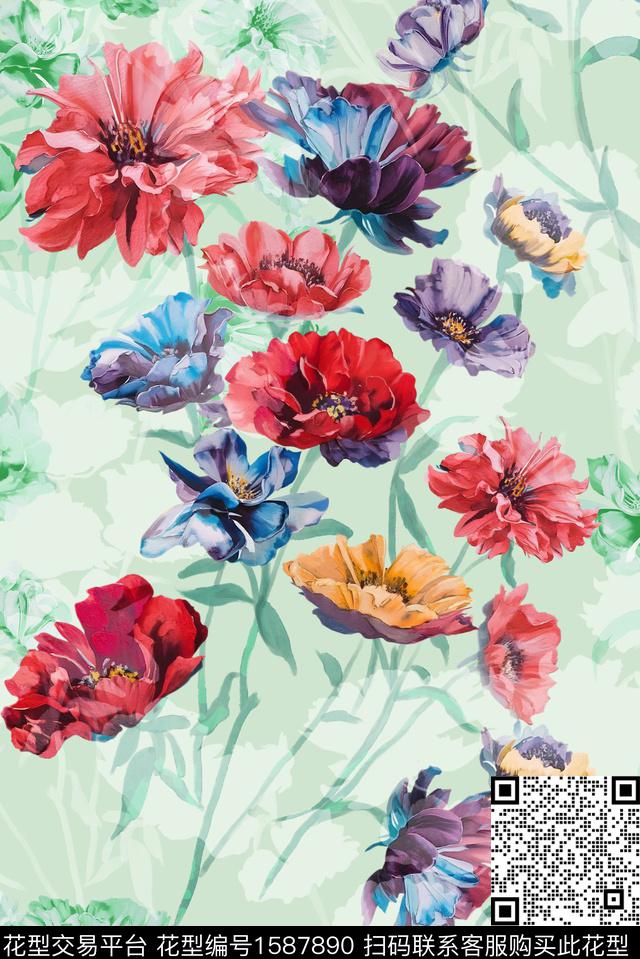 印花花型下载（图片编号: 1587890） - 瓦栏（Walan）