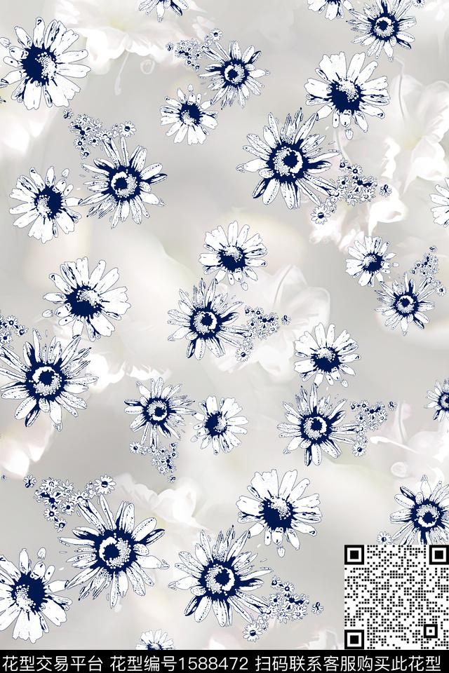 年轻女装小碎花花卉数码印花花型下载（图片编号: 1588472） - 瓦栏（Walan）