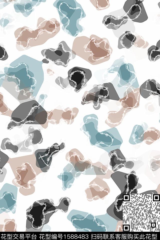 抽象几何色块数码印花花型下载（图片编号: 1588483） - 瓦栏（Walan）