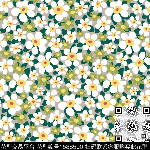 花卉小碎花数码印花花型下载（图片编号: 1588500） - 瓦栏（Walan）
