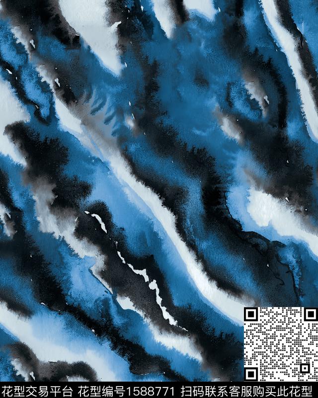 渐变大牌风手绘数码印花花型下载（图片编号: 1588771） - 瓦栏（Walan）