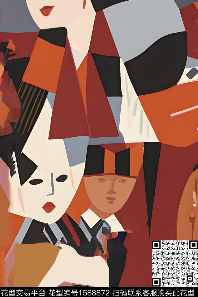 人物数码印花花型下载（图片编号: 1588872） - 瓦栏（Walan）
