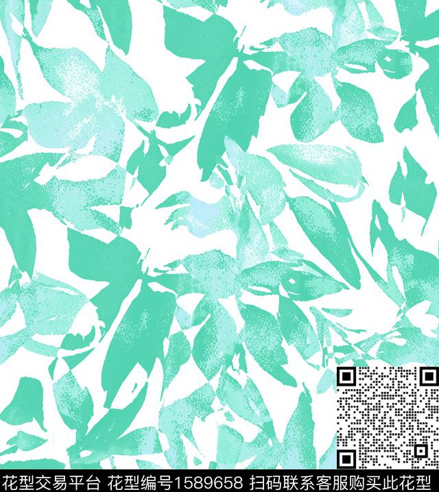 白底花花卉水彩花卉数码印花花型下载（图片编号: 1589658） - 瓦栏（Walan）