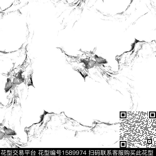 抽象大理石黑白数码印花花型下载（图片编号: 1589974） - 瓦栏（Walan）