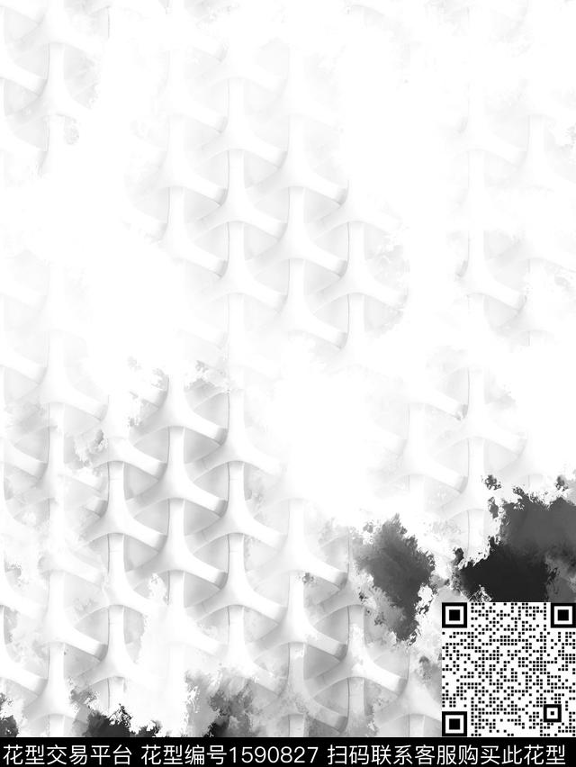 定位立体抽象数码印花花型下载（图片编号: 1590827） - 瓦栏（Walan）