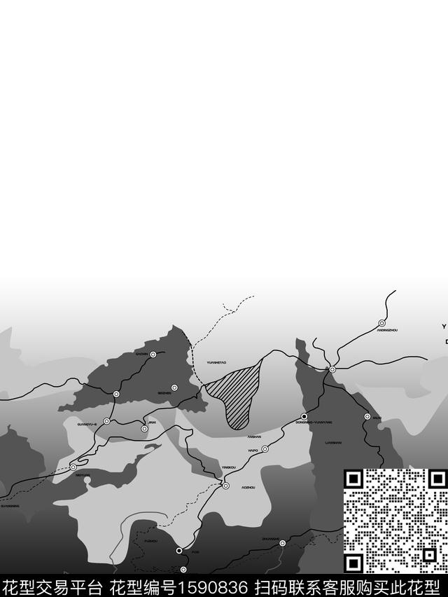定位花地图几何数码印花花型下载（图片编号: 1590836） - 瓦栏（Walan）