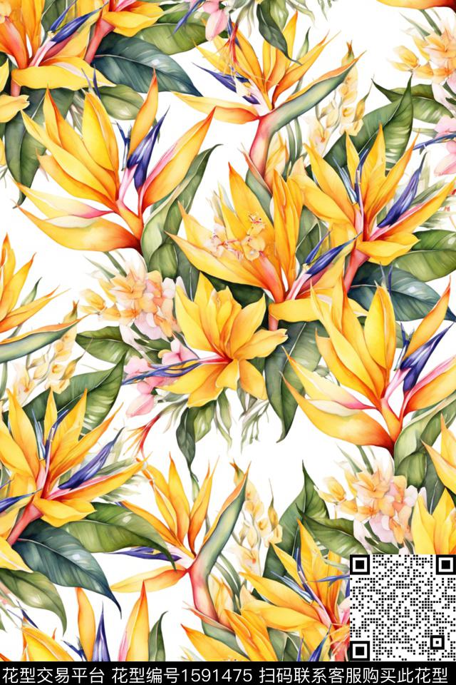 花卉女装数码印花花型下载（图片编号: 1591475） - 瓦栏（Walan）