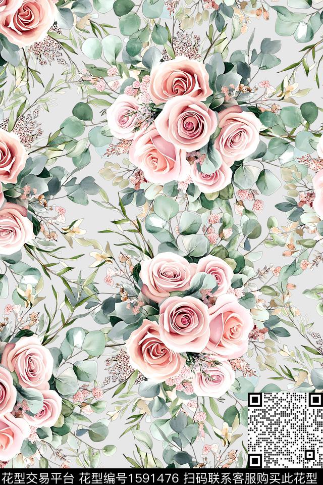花卉女装数码印花花型下载（图片编号: 1591476） - 瓦栏（Walan）