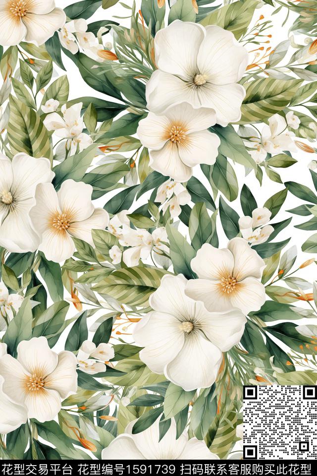 花卉女装数码印花花型下载（图片编号: 1591739） - 瓦栏（Walan）