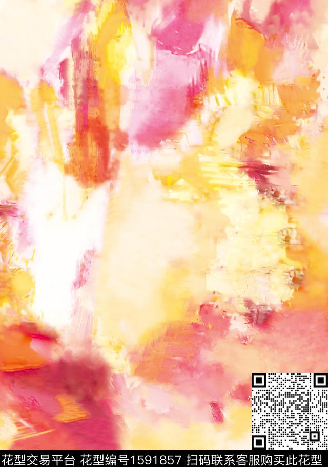 抽象水彩数码印花花型下载（图片编号: 1591857） - 瓦栏（Walan）