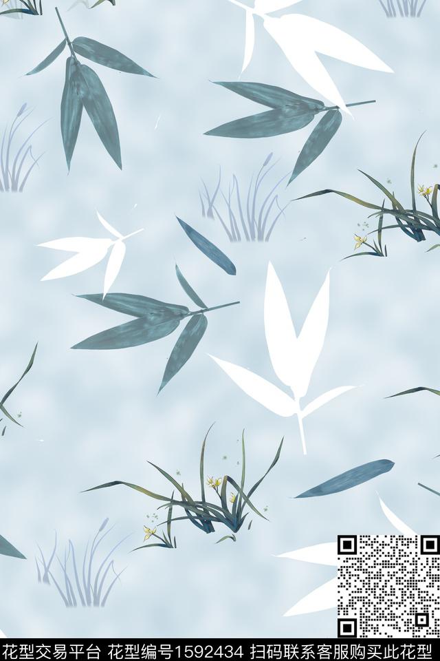 兰花花卉水彩数码印花花型下载（图片编号: 1592434） - 瓦栏（Walan）