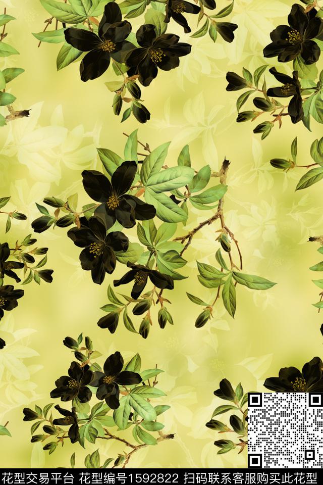 植物花卉影花数码印花花型下载（图片编号: 1592822） - 瓦栏（Walan）