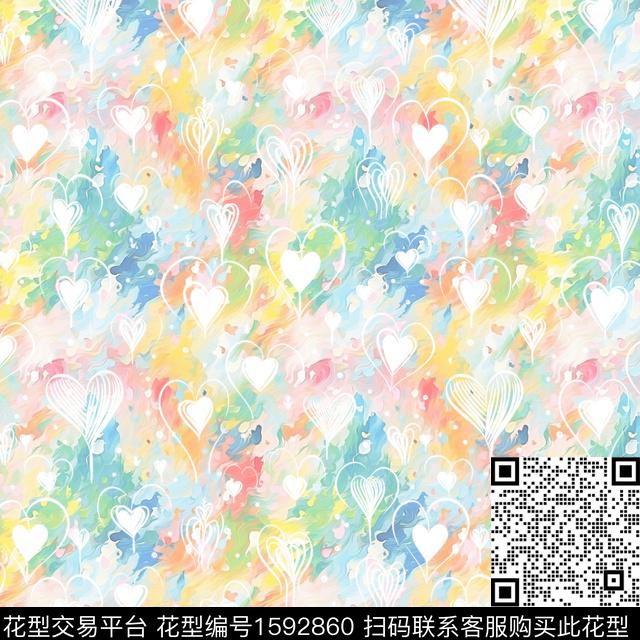 爱心渐变油画底纹数码印花花型下载（图片编号: 1592860） - 瓦栏（Walan）